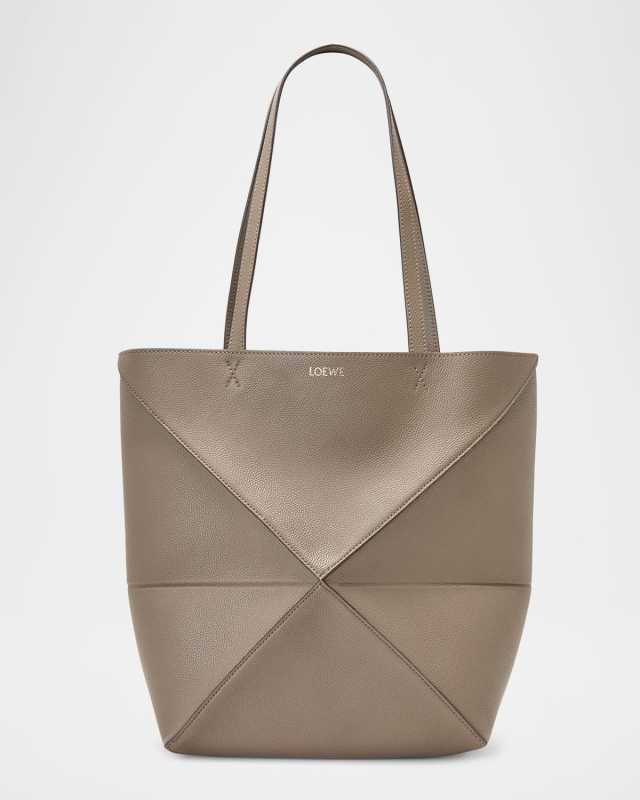 Puzzle Fold Medium Tote Bag in Soft Grained Leather
